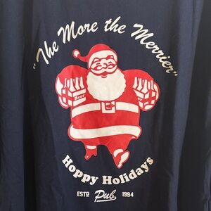 Old Navy Navy Holiday Santa Graphic Throw Blanket with Red and Cream Print